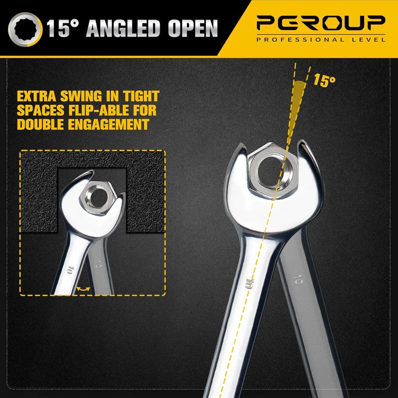 pgroup 10mm Metric Combination Wrench, CR-V Steel with Mirror Polish, 12-Point Design, 15-Degree Offset, Perfect for Auto Repair, Household, Car & Truck Emergency - Image 3